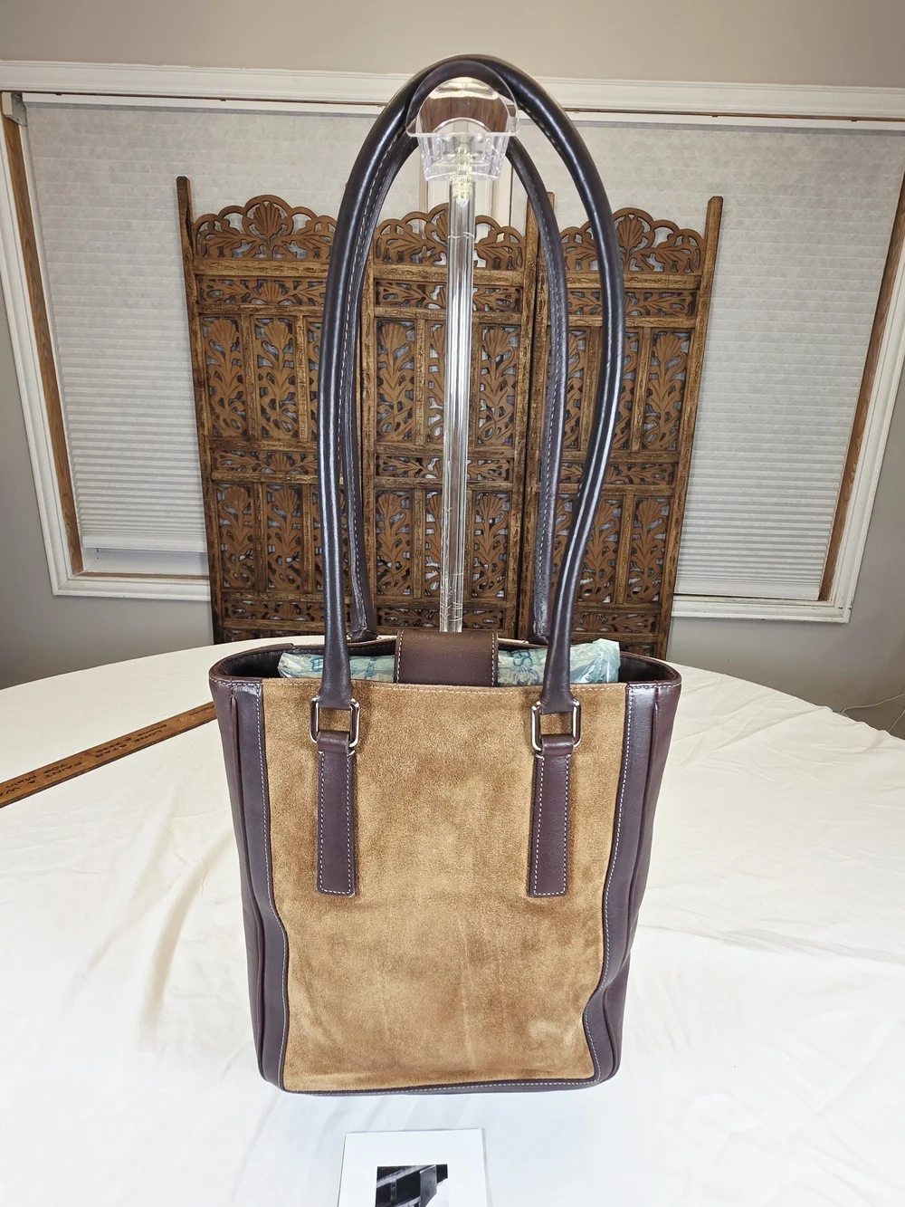 Vintage Coach 9424 Suede Leatgher Tote Brown Camel Y2K Made in Costa Rica